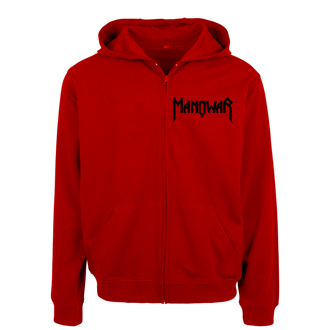 Manowar Men's Zipped Hoodie Sign Of The Hammer Red