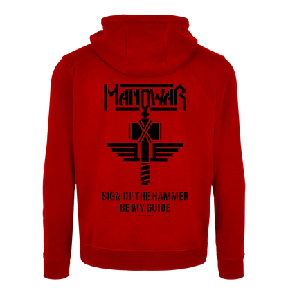 Manowar Men's Zipped Hoodie Sign Of The Hammer Red