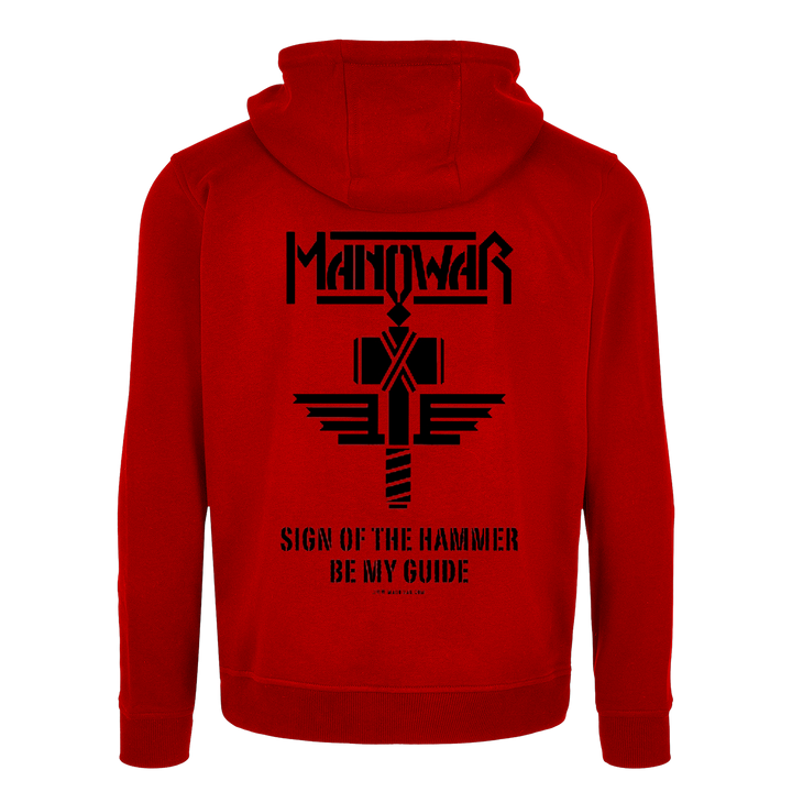 Manowar Men's Zipped Hoodie Sign Of The Hammer Red