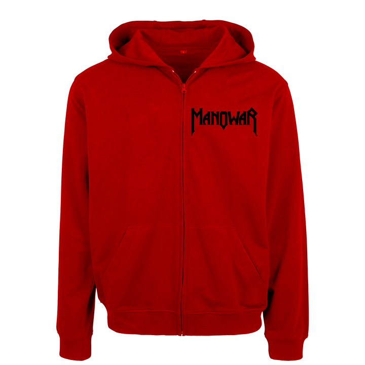 Manowar Men's Zipped Hoodie Sign Of The Hammer Red