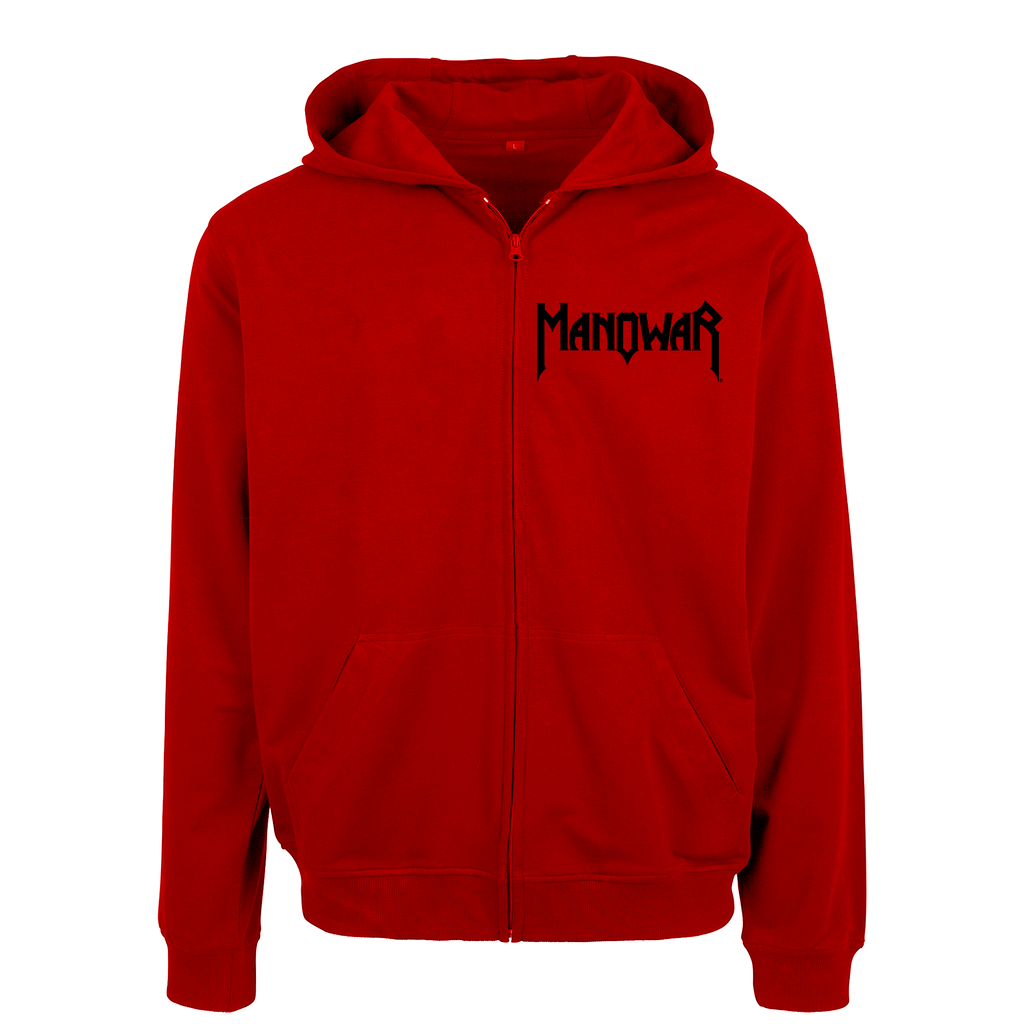 ワンピなど最旬ア！ Men's Manowar Zipped MANOWAR – Red Hammer The Of Sign Hoodie ミュージシャン