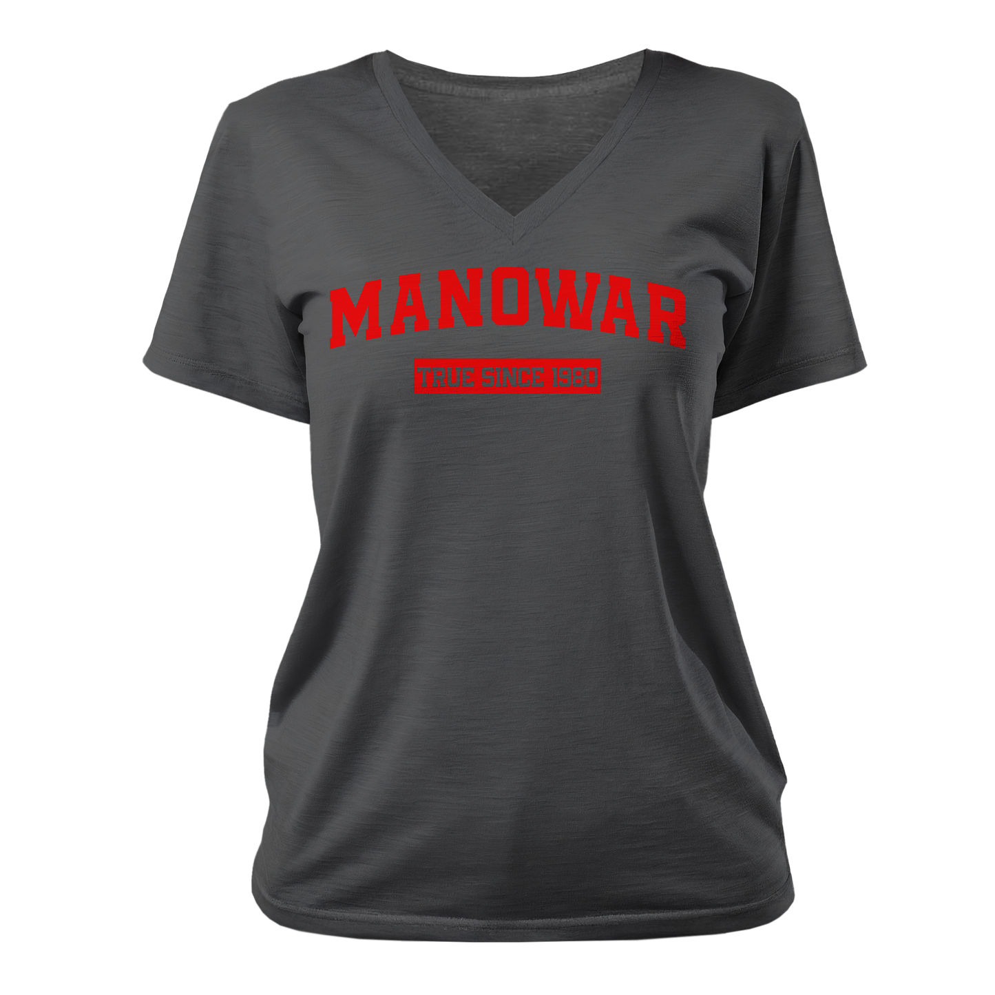 Manowar Ladies’ V-neck T-Shirt True Since 1980 black with logo