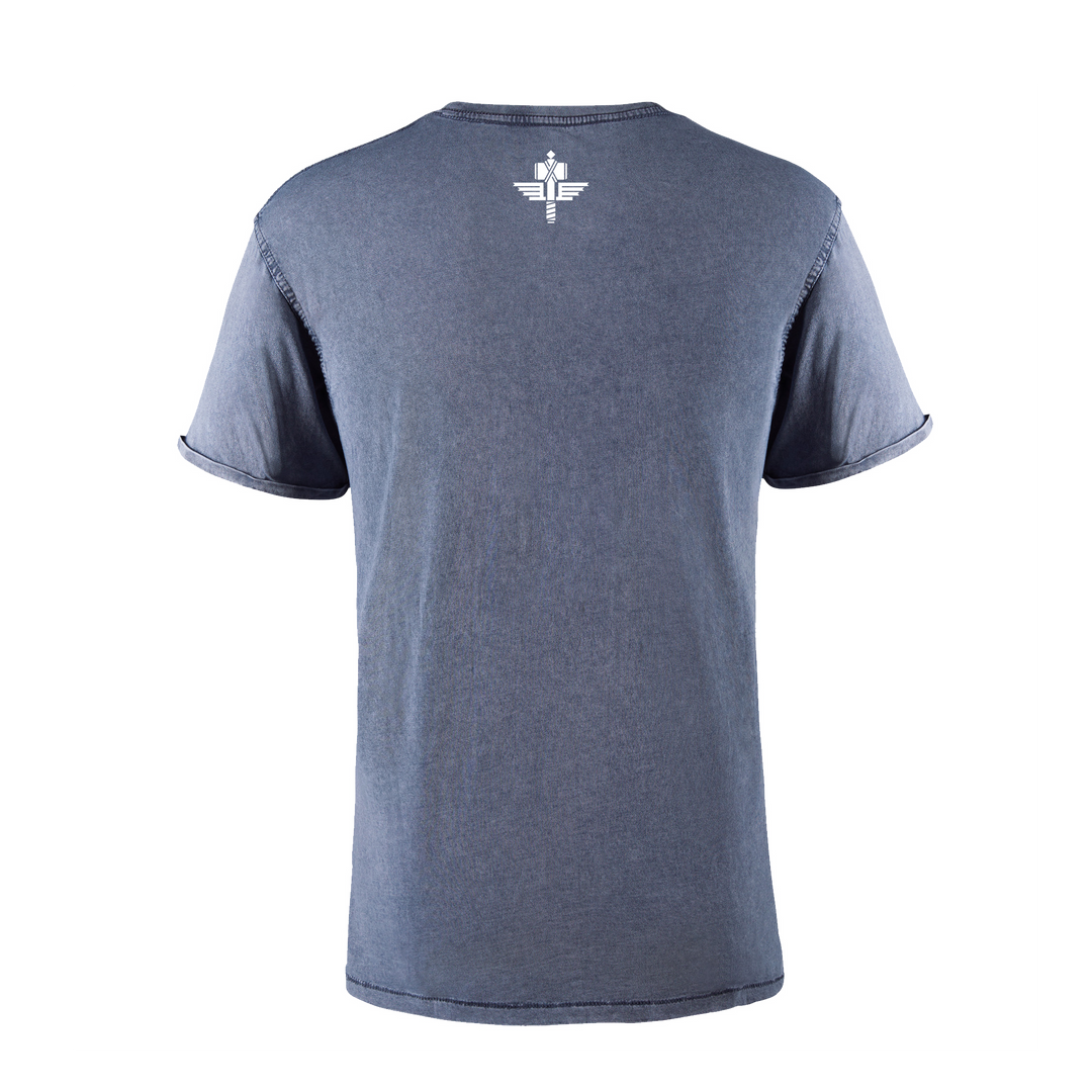 MANOWAR T-SHIRT BLUE ACID WASH VINTAGE LOGO