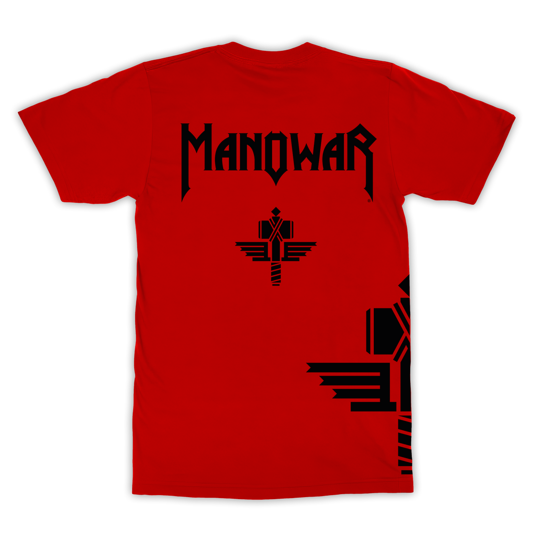MANOWAR T-SHIRT SIGN OF THE HAMMER SIDE PRINT RED 2025