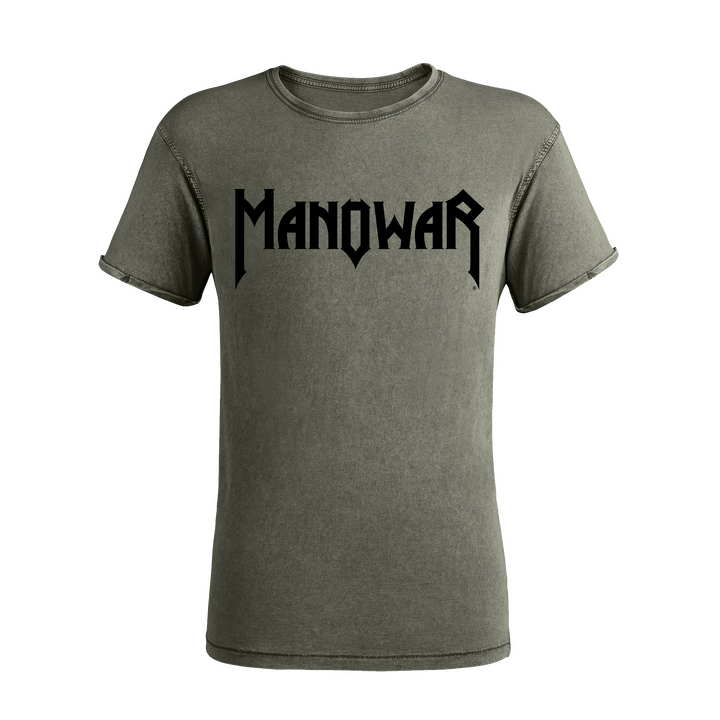 MANOWAR T-SHIRT GREEN ACID WASH VINTAGE LOGO