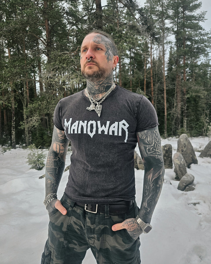 MANOWAR T-SHIRT ACID WASH VINTAGE LOGO