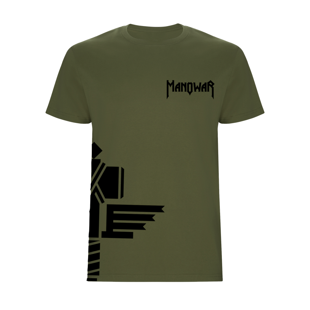 MANOWAR T-SHIRT SIGN OF THE HAMMER SIDE PRINT MILITARY GREEN